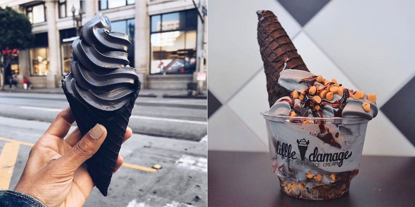 Little Damage Ice Cream in LA Serves Black Ice Cream from Charcoal