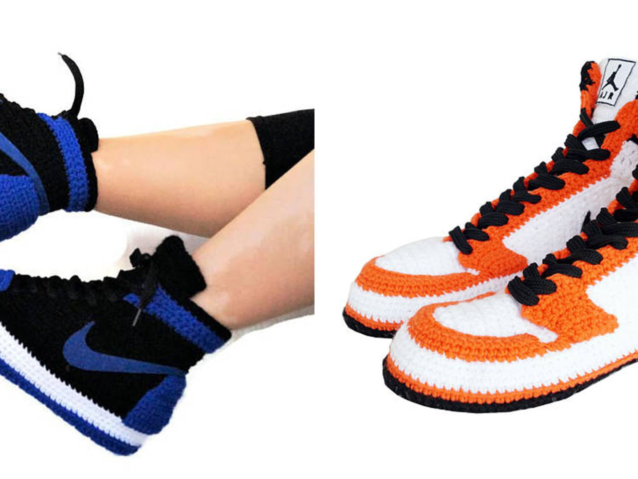 These Knitted Slippers Look Exactly Like Nike and Converse Sneakers - Knitted  Slippers from Etsy